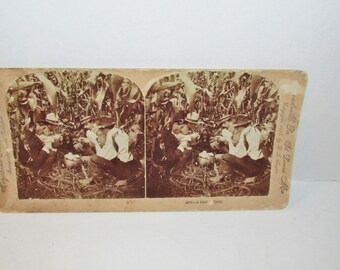 Vintage Stereoview Photo Gambling Poker Game