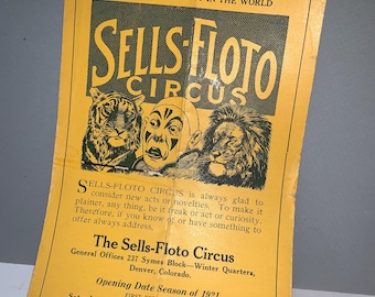 Sells-Floto Circus Route Flyer Season 1921