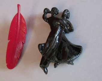 Two Vintage Plastic Figural Pins