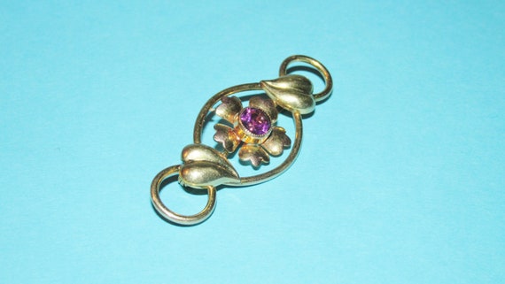 Carl-Art Vintage Gold Filled Pin Brooch - Purple … - image 3