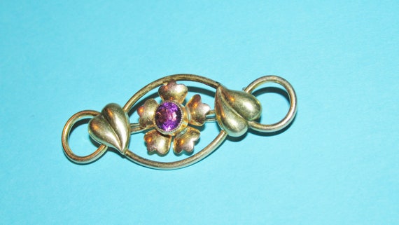 Carl-Art Vintage Gold Filled Pin Brooch - Purple … - image 1