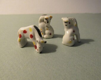 Miniature Ceramic Stylized  Horses with Polka Dots