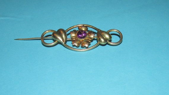 Carl-Art Vintage Gold Filled Pin Brooch - Purple … - image 7