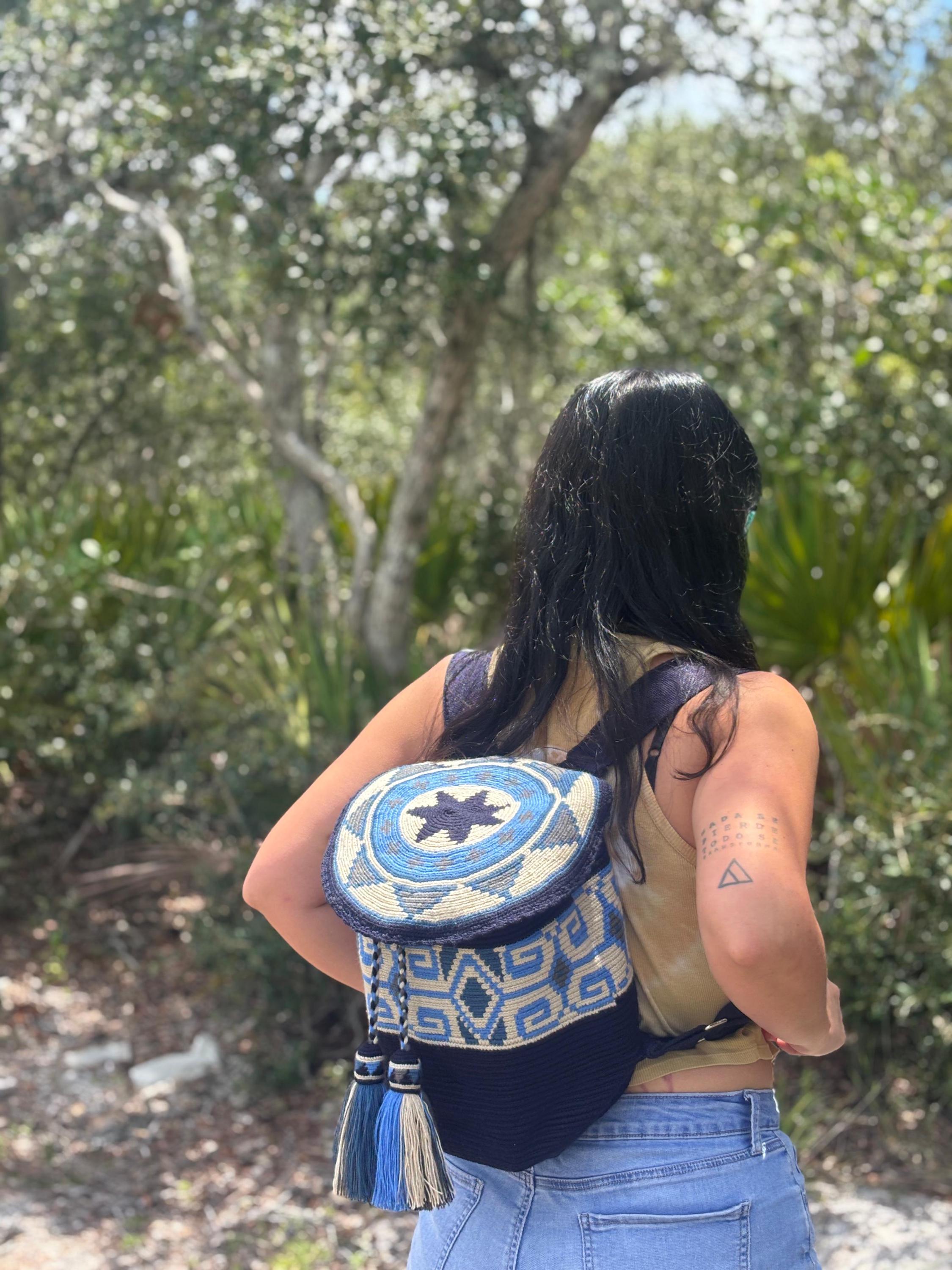 Handwoven Wayuu Backpack: Boho Hippie Crochet Bag - Etsy display picture 1