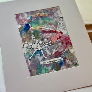 Surrealistyczna sztuka kolażu - jedyna w swoim rodzaju sztuka ścienna - abstrakcyjny kolaż z ręcznie malowanym papierem i zabytkowymi efemerydami - ręcznie robiona + zabytkowa sztuka