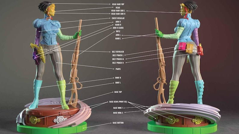 Modig latinamerikansk kvinna 3D-modell - Orädd kvinnlig figur STL för 3D-utskrift bild 9