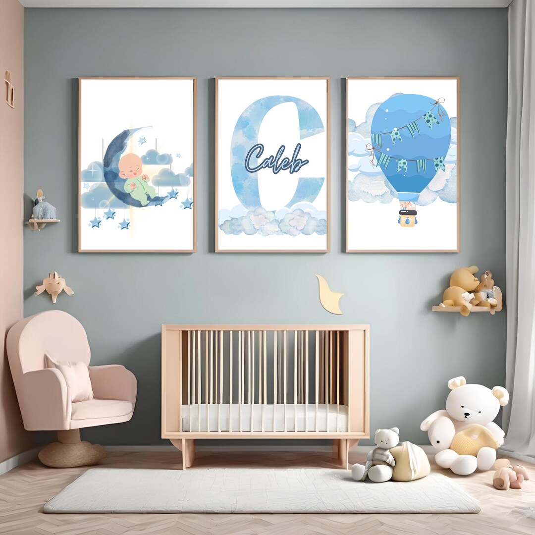 Personalized Baby Name Wall Art Custom Of 3 Wall Art Baby Boy Room Personalized Baby Name Wall Art Custom Of 3 Wall Art Baby Boy Room