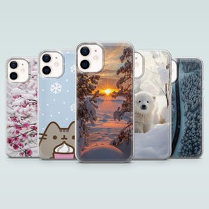 Winter Phone Case Cozy Snow Aesthetic Cover for iPhone 16Pro, 15, 14, 13, 12, 11, Samsung S25, S24, S23, S22, A16, A56, A15, Pixel 9Pro, 8A