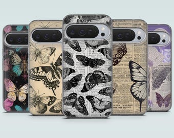 Vintage Butterfly Phone Case Paper Aesthetic Cover for Google Pixel 10, 10Pro, 9Pro, 9A, 9, 8Pro, 7A, Samsung S25Fe, A16, A56, iPhone 18Pro
