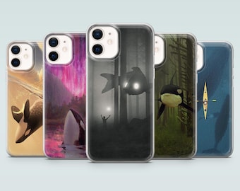 Surreal Ocean Phone Case Dreamscape Orca Cover for iPhone 17, 16e, 15, 14, 13, 12, 11, Samsung S26, S25, S24, S23FE, A17, A37, A57, Pixel 10