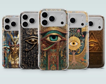 Egyptian Eye Phone Case Ancient Egypt Cover voor iPhone 17Pro, 16, 15, 14, 13, 12, Samsung S25, S24, S23, S22, A16, A56, A36, Pixel 10, 10Pro