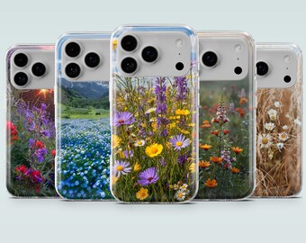 Wild Meadow Phone Case Beauty Floral Cover for iPhone 18Pro, 17, 16e, 15, 14, 13, Samsung S26, S25, S24, A17, A16, A56, A36, Pixel 11Pro, 10