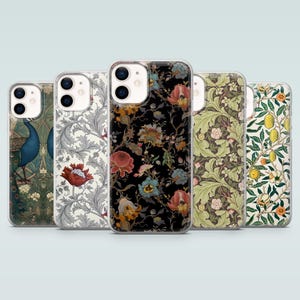 Funda de teléfono con estampado vintage de William Morris para iPhone 16Pro, 15, 14, 13, 12, 11, Samsung S25, S24, S23, S22, A16, A35, A55, Pixel 9Pro, 8