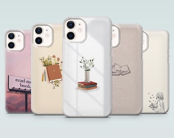 Book aesthetic Phone Case Minimalist Bookish Cover for iPhone 17Air, 16, 15, 14, 13, 12, Samsung S26, S25, S24, S23, A16, A56, A15, Pixel 10