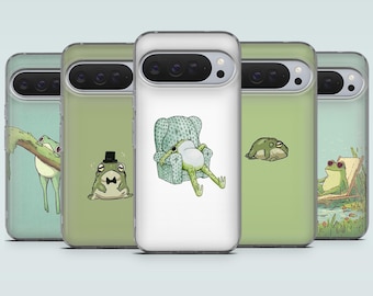 Green Frog telefoonhoesje Fun Toad Cover voor Google Pixel 10, 10Pro, 10Pro XL, 9Pro, 9A, 9, 8Pro, 7A, 6, Samsung S25Fe, A16, A56, iPhone 17, 16e