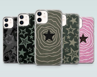 Grunge Star Phone Case Y2K Gothic Stars Cover for iPhone 17, 16e, 15, 14, 13, 12, 11, Samsung S26, S25, S24, S23FE, A17, A37, A57, Pixel 10
