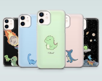 Fun Dino Phone Case Sweet Dinosaur Cover for iPhone 17Pro, 16, 15, 14, 13, 12, Samsung S25, S24, S23, S22, A16, A56, A15, Pixel 10Pro, 9A, 8