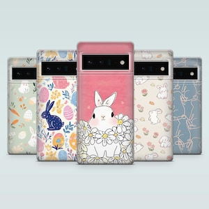 Easter Phone Case Spring Aesthetic Cute Bunny Cover for Google Pixel 9A, 9Pro XL, 8A, 7A, 6, Samsung S25, S24, S23, A16, A55, iPhone 16, 15
