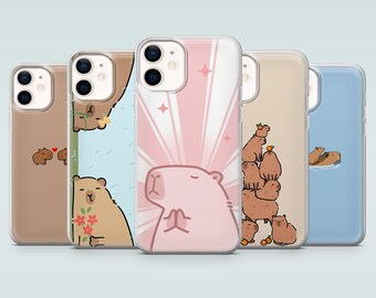 Cute Capybara Phone Case Kawaii Animal Funny Capibara Cover for iPhone 17, 16e, 15, 14, 13, 12,Samsung S25FE, S24, S23, S22, A16, Pixel 10