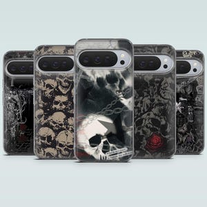 Gothic Handyhülle Dark Academia Skulls Cover für Google Pixel 10, 10Pro XL, 9 8A, 7Pro, Samsung S25, S24, S23, A16, A55, A35, iPhone 17, 16