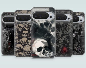 Gothic Phone Case Dark Academia Skulls Cover for Google Pixel 10, 10Pro XL, 9 8A, 7Pro, Samsung S25, S24, S23, A16, A55, A35, iPhone 17, 16
