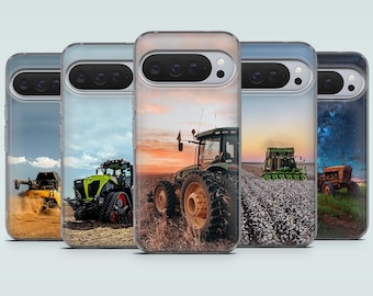 Farm Tractor Phone Case Combine Harvester Cover for Google Pixel 10, 10Pro, 9Pro, 9A, 9, 8Pro, 7A, 6A, Samsung S25, S24, A56, A16, iPhone 17
