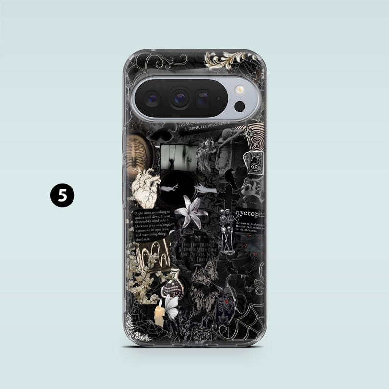 Gothic Phone Case Dark Academia Skulls Cover for Google Pixel 10, 10Pro XL, 9 8A, 7Pro, Samsung S25, S24, S23, A16, A55, A35, iPhone 17, 16 5