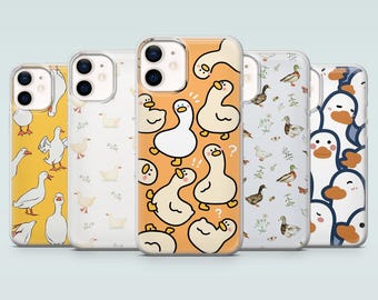 Duck Pattern Phone Case Funny Goose Kawaii Kid Cover for iPhone 17Pro, 16, 15, 14, 13, 12, Samsung S25, S24, S23, A16, A26, A56, Pixel 10Pro