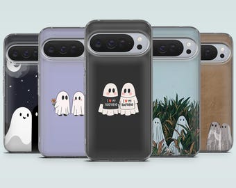 Cute Ghost Phone Case Fun Spooky Cover for Google Pixel 10, 10Pro, 9Pro, 9A, 9, 8Pro, 7A, 6, Samsung S26, S25, A56, A16, iPhone 17Pro, 16
