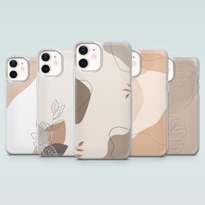Custodia per telefono beige semplice, custodia minimalista Boho per iPhone 16Pro, 15, 14, 13, 12, 11, Samsung S25, S24, S23, A16, A35, A55, Pixel 9Pro, 8A, 7