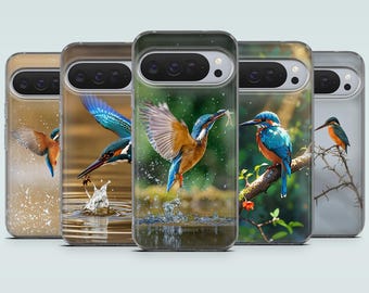 Kingfisher Phone Case Pretty Bird Cover for Google Pixel 10, 10Pro, 9Pro XL, 9, 9A, 8Pro, 7A, Samsung S25, S24, S23, A16, iPhone 17, 16, 15