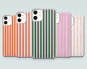 Striped Phone Case Summer Resort Stripes Cover for iPhone 17, 16e, 15, 14, 13, 12, 11, Samsung S25, S24, S23, S22, A16, A35, A55, Pixel 10