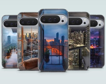 Highrise Balcony Phone Case Penthouse Skyline Cover for Google Pixel 10, 10Pro, 9Pro, 9A, 9, 8Pro, 7A, Samsung S25Fe, S24, A56, iPhone 18Pro