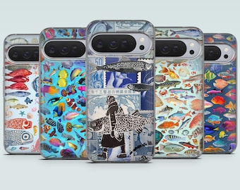 Fishy Ocean Phone Case Fish Pattern Cover for Google Pixel 10, 10Pro, 9Pro, 9A, 9, 8Pro, 7A, 6, Samsung S26, A16, A56, iPhone 17, 16Pro