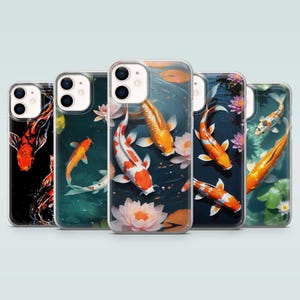 Koi Fish Phone Case Japanese Pond Cover for iPhone 17Air, 16, 15, 14, 13, 12, Samsung S25, S24Fe, S23, S22, A16, A56, A15,Pixel 10Pro, 9A, 8