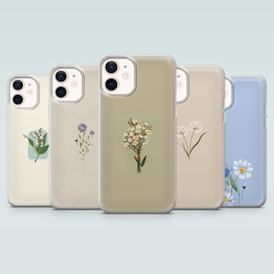 Neutral Botanical Phone Case Minimal Flower Cover for iPhone 17Pro, 16, 15, 14, 13, 12, Samsung S25, S24, S23, S22, A16, A56, A15, Pixel 10