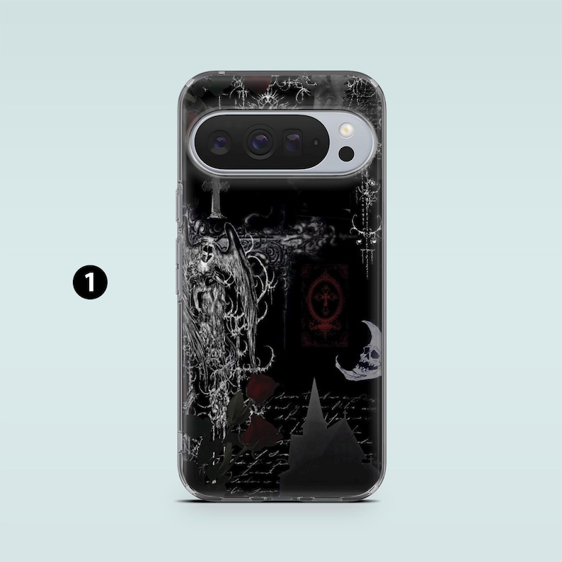 Gothic Phone Case Dark Academia Skulls Cover for Google Pixel 10, 10Pro XL, 9 8A, 7Pro, Samsung S25, S24, S23, A16, A55, A35, iPhone 17, 16 1