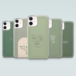 Minimalist art Phone Case Sage Green Cover for iPhone 17Pro, 16, 15, 14, 13, 12, Samsung S25, S24Fe, S23, S22, A16, A56, A15, Pixel 10Pro, 9