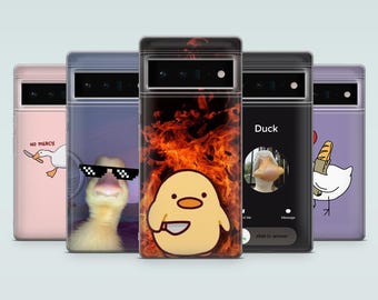 Animal Meme Phone Case Funny Duck Cool Kid Cover for Google Pixel 10Pro, 9Pro XL, 8A, 7Pro, Samsung S25, S24, S23, A16, A55, A35, iPhone 17