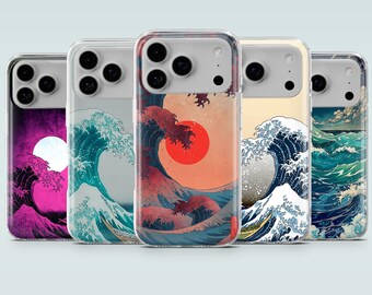 Aesthetic Waves Phone Case Japanese Cover for iPhone 18Pro, 15, 14, 13, 12, Samsung S26, S25, S24, A17, A16, A56, A36, Pixel 11, 11Pro, 10
