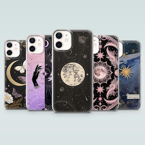 Witchy Phone Case Witch Moon Phase Witchcore Cover for iPhone 17Pro, 16, 15, 14, 13, 12, Samsung S25, S24, S23, A16, A35, Pixel 10, 9A, 8