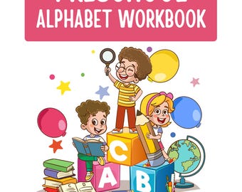 Vorschul Alphabet Arbeitsbuch | 108-seitig |. ABC Aktivitätsbuch | Digitaler Download | Buchstaben | Lustige Arbeitsblätter für Kinder im Alter von 3-5