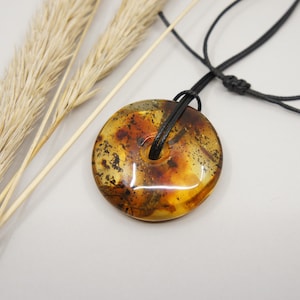 Natural Amber Donut Pendant, Baltic Amber Donut Amulet, Amber Jewelry Gift, Handmade Amber Donut Pendant, 8.5 g / 0.30 oz / #1895