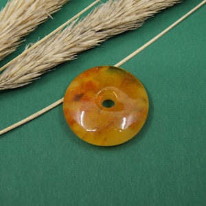 Natural Amber Donut Pendant, Baltic Amber Donut Amulet, Amber Jewelry Gift, Handmade Amber Donut Shaped Pendant, 4 g / 0.14 oz / #2554