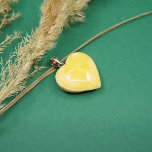 Natural Baltic Amber Heart Pendant, with 925 Sterling Silver, Amber Jewelry Gift, Handmade Heart Shape Pendant, 4.8 g /0.17 oz/ #2507