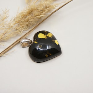 Natural Baltic Amber Heart Pendant, with 925 Sterling Silver, Amber Jewelry Gift, Handmade Heart Shape Pendant, 4.7 g /0.17 oz/#2506