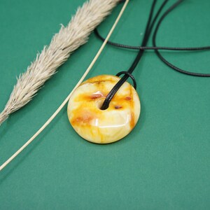 Natural Amber Donut Pendant, Baltic Amber Donut Amulet, Amber Jewelry Gift, Handmade Amber Donut Shaped Pendant, 6.4 g / 0.22 oz / #1891