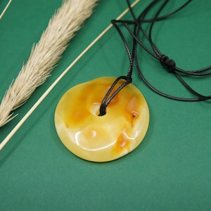 Natural Amber Donut Pendant, Baltic Amber Donut Amulet, Amber Jewelry Gift, Handmade Amber Donut Pendant, 8.5 g / 0.30 oz / #1893