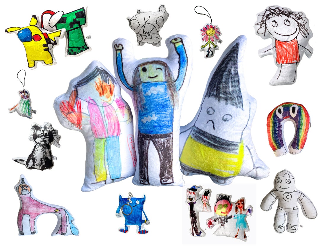 Kids Drawing Plush Drawing Into Plush Art Shaped Pillow Personalized