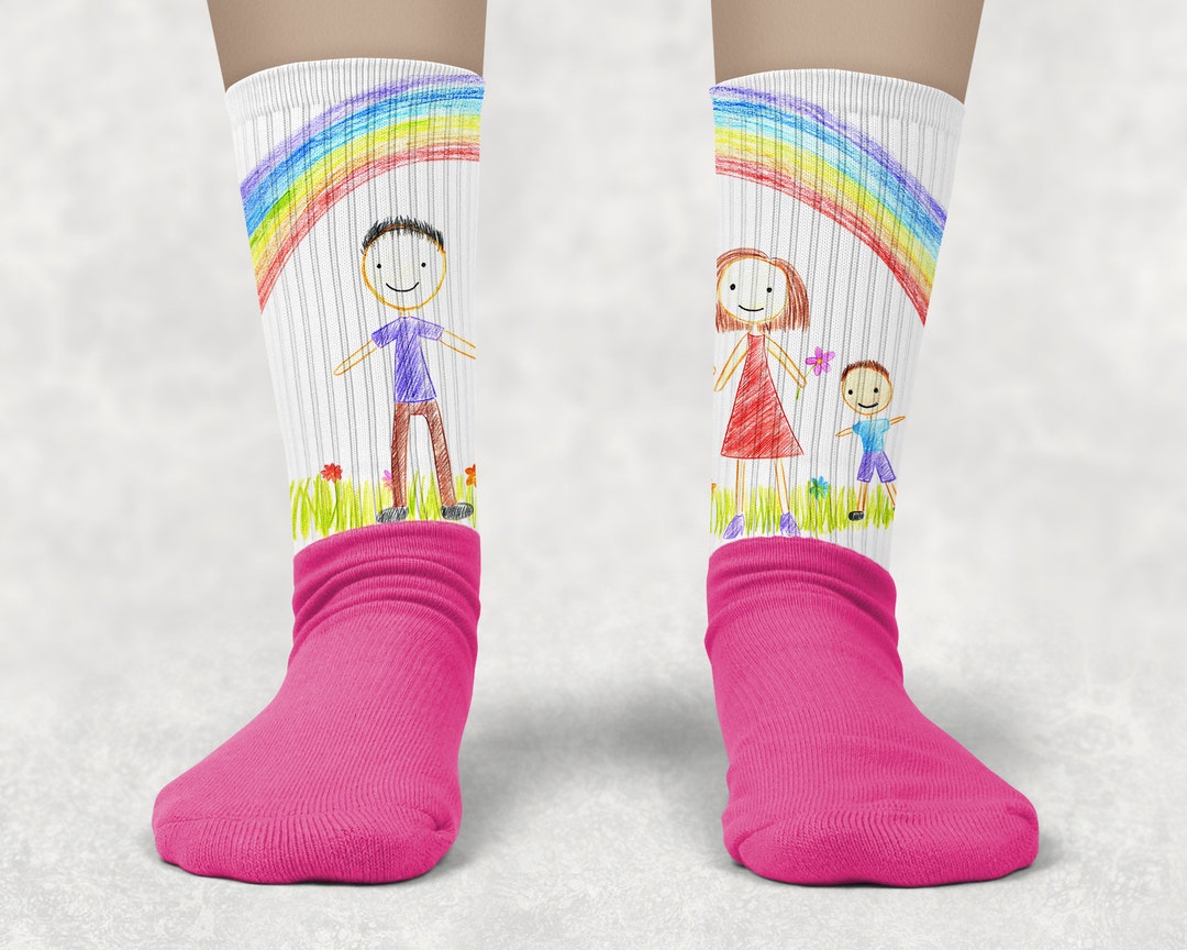 Kids Drawing Socks for ADULTS Colored Socks Personalized Kids Etsy